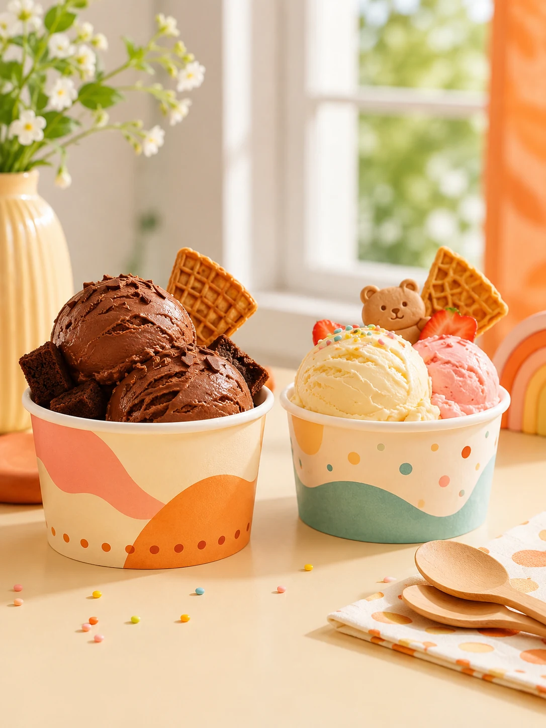 Ice Cream Cups banner featuring Custom Premium Ice Cream Cups
